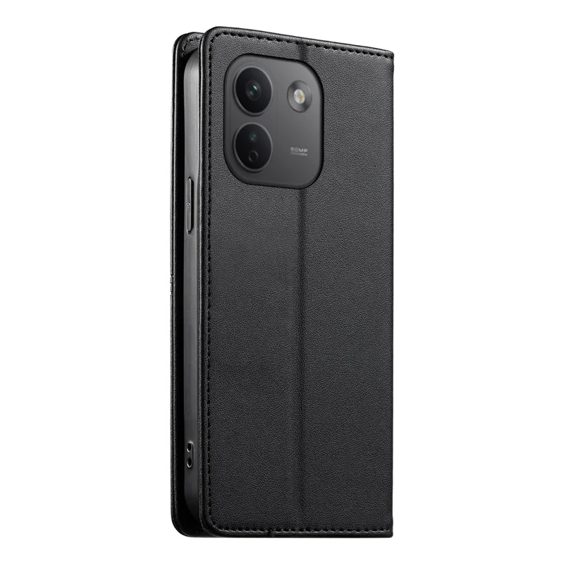 For Xiaomi Redmi Note 17 Pro Max 5G Wallet Stand Case Line Splicing TPU PU Leather Phone Cover - Black