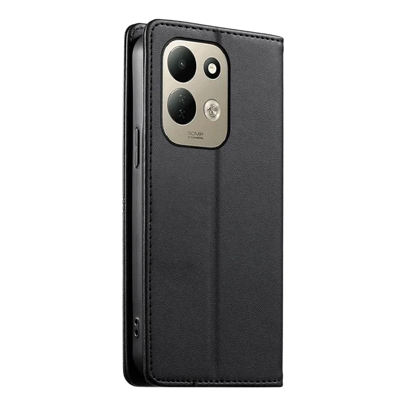 For Xiaomi Poco C95 Pro Wallet Stand Case Line Splicing TPU PU Leather Phone Cover - Black