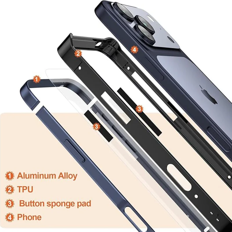 For iPhone 18 Pro Max / 17 Pro Max Bumper Case Aluminum Alloy TPU Drop Protection Phone Frame Cover - Dark Blue