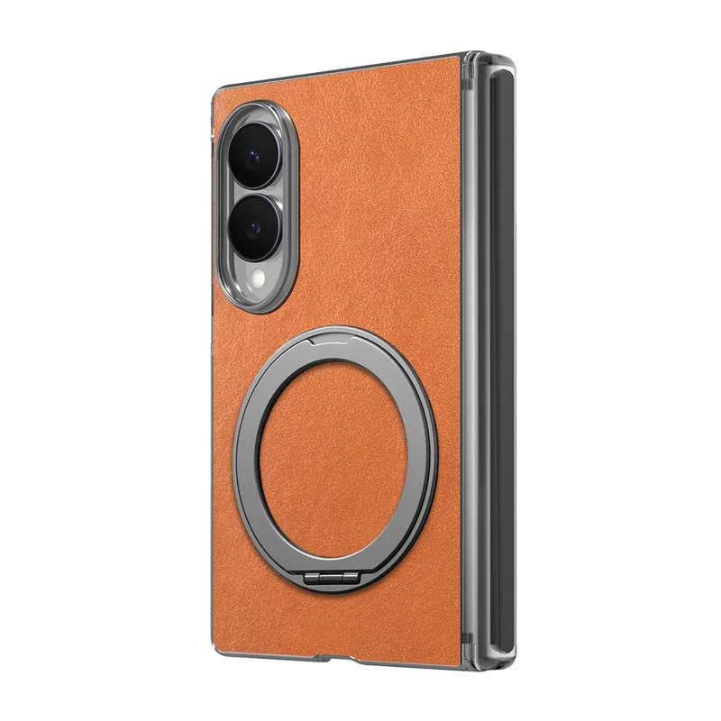 For Samsung Galaxy Z Fold8 Magnetic Case PU Leather Dual-Axis Shockproof Phone Cover - Brown