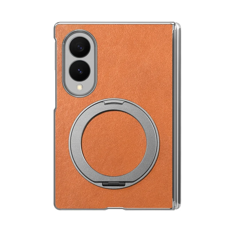 For Samsung Galaxy Z Fold8 Magnetic Case PU Leather Dual-Axis Shockproof Phone Cover - Brown