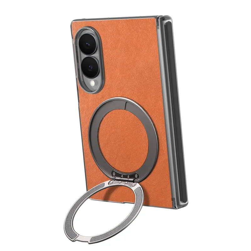 For Samsung Galaxy Z Fold8 Magnetic Case PU Leather Dual-Axis Shockproof Phone Cover - Brown