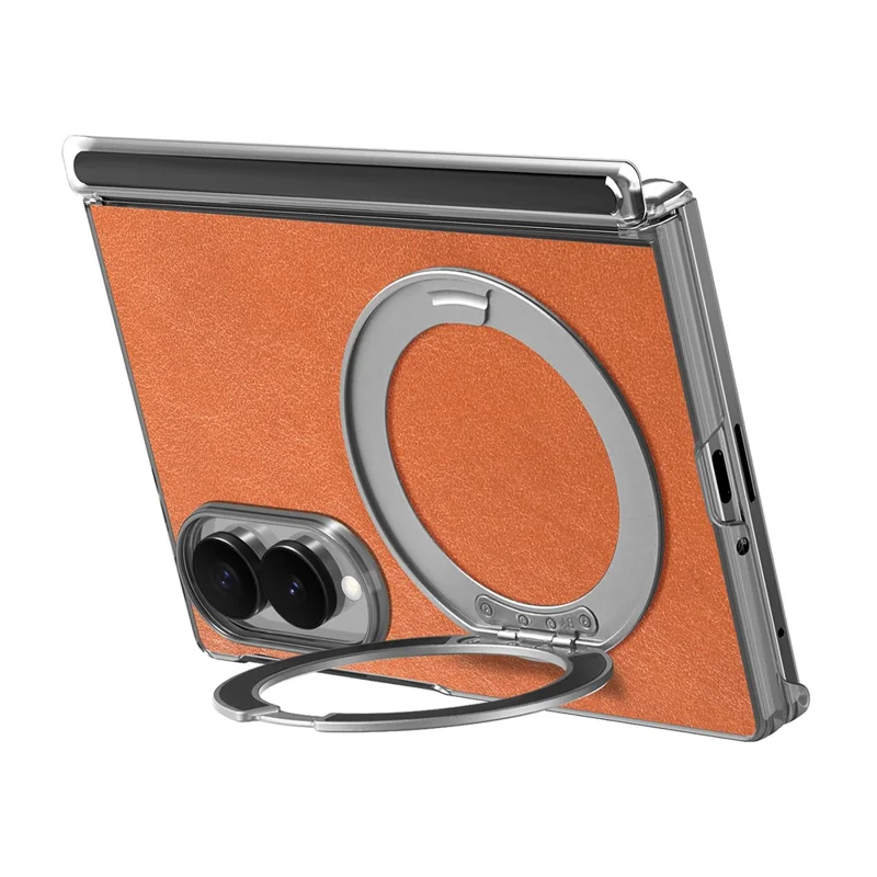 For Samsung Galaxy Z Fold8 Magnetic Case PU Leather Dual-Axis Shockproof Phone Cover - Brown