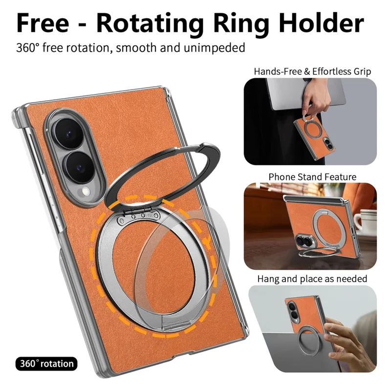 For Samsung Galaxy Z Fold8 Magnetic Case PU Leather Dual-Axis Shockproof Phone Cover - Brown