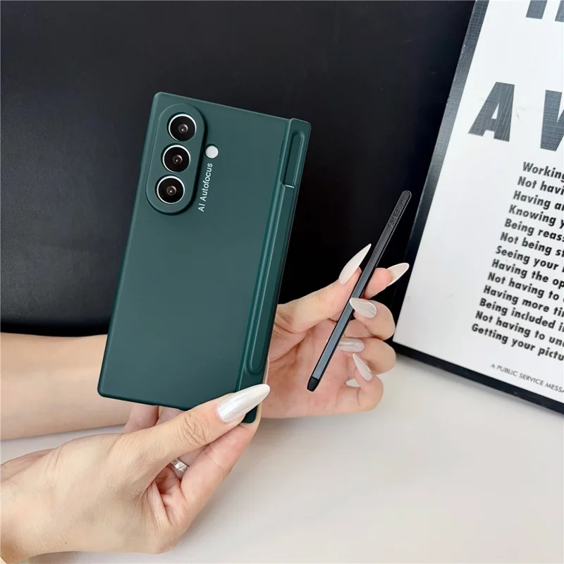 For Samsung Galaxy Z Fold8 Ultra Case Hard PC Phone Shell with Stylus / Tempered Glass Screen Protector - Green