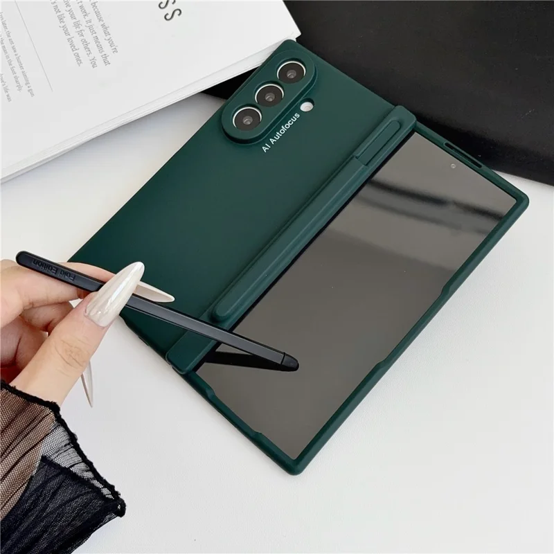 For Samsung Galaxy Z Fold8 Ultra Case Hard PC Phone Shell with Stylus / Tempered Glass Screen Protector - Green