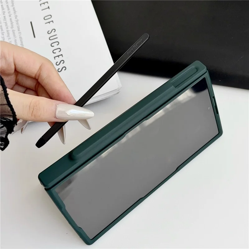 For Samsung Galaxy Z Fold8 Ultra Case Hard PC Phone Shell with Stylus / Tempered Glass Screen Protector - Green