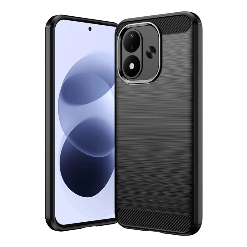 For Xiaomi Redmi Note 17 4G TPU Case Protective Phone Cover Carbon Fiber Texture Brushed - Black