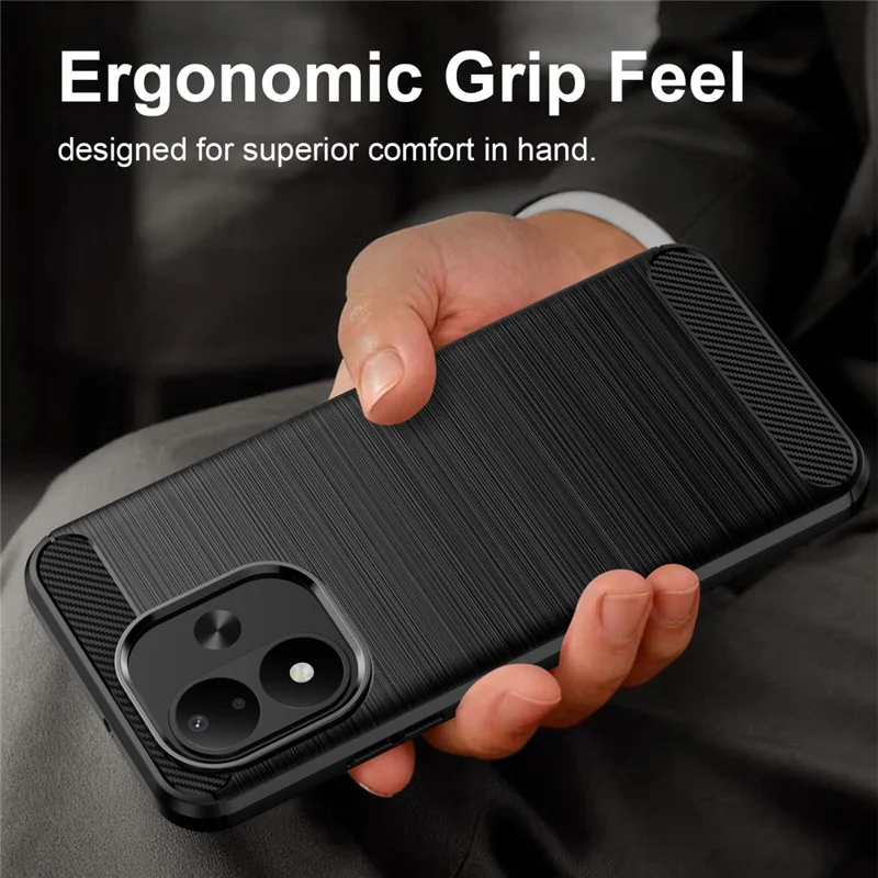 For Xiaomi Redmi Note 17 4G TPU Case Protective Phone Cover Carbon Fiber Texture Brushed - Black