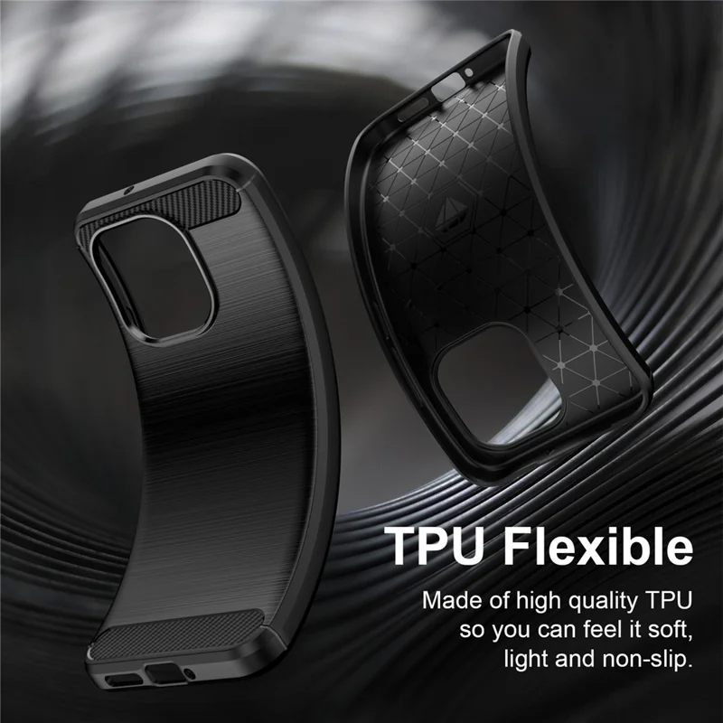 For Xiaomi Redmi Note 17 4G TPU Case Protective Phone Cover Carbon Fiber Texture Brushed - Black