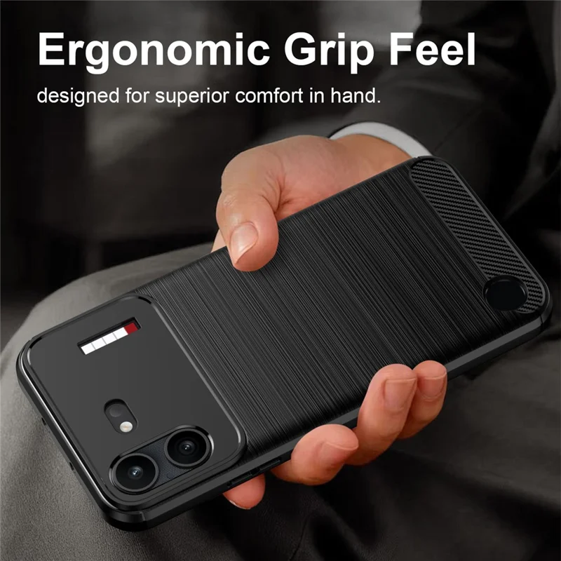 For Nothing Phone (4b) TPU Case Protective Phone Cover Carbon Fiber Texture Brushed - Black