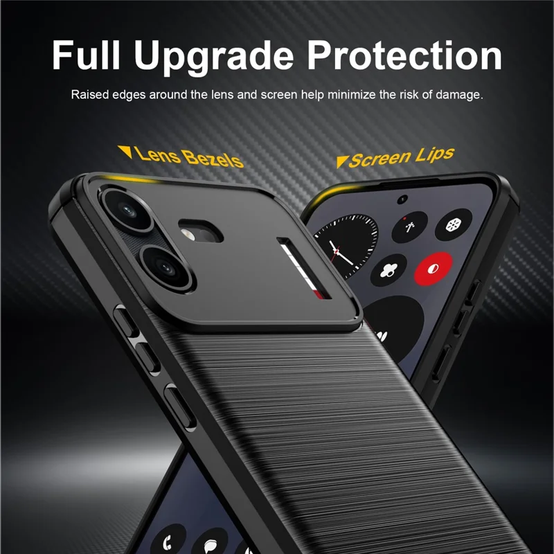 For Nothing Phone (4b) TPU Case Protective Phone Cover Carbon Fiber Texture Brushed - Black