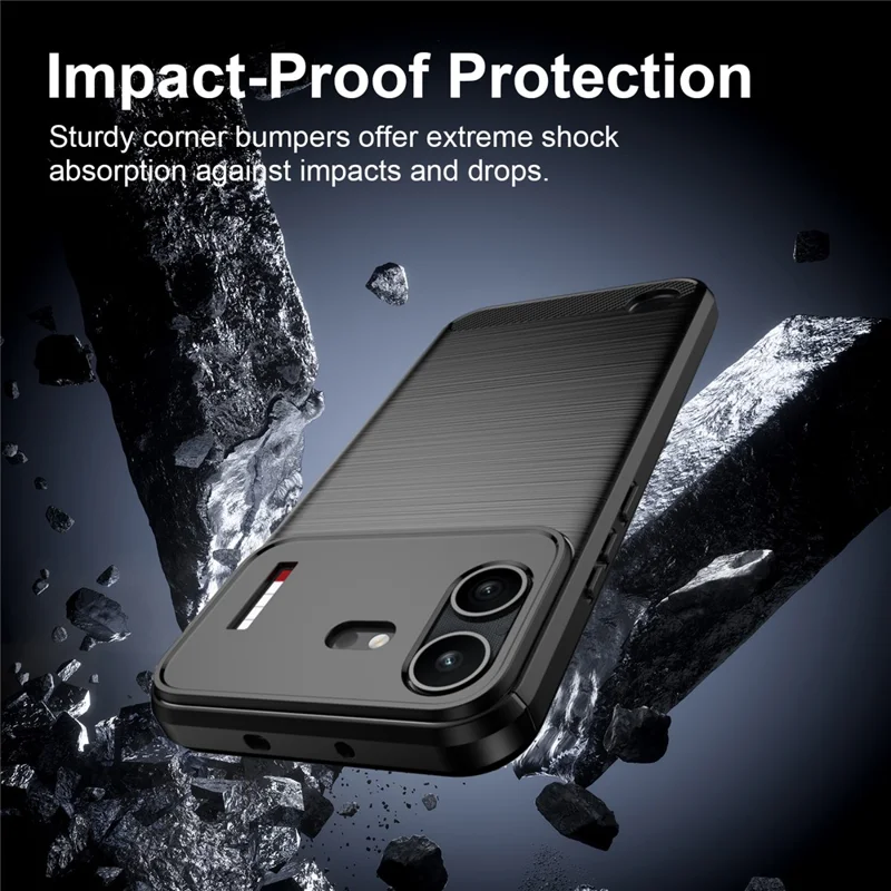 For Nothing Phone (4b) TPU Case Protective Phone Cover Carbon Fiber Texture Brushed - Black