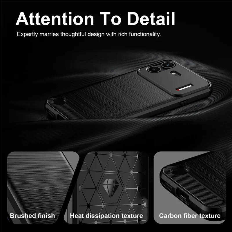 For Nothing Phone (4b) TPU Case Protective Phone Cover Carbon Fiber Texture Brushed - Black