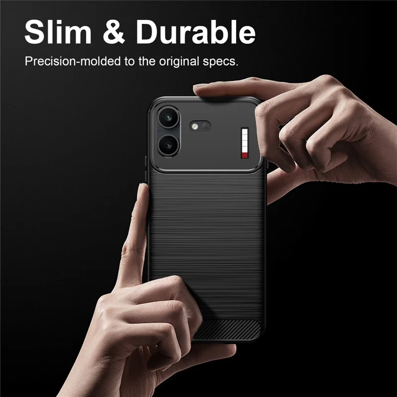 For Nothing Phone (4b) TPU Case Protective Phone Cover Carbon Fiber Texture Brushed - Black