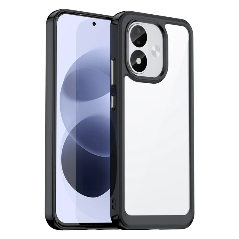For Xiaomi Redmi Note 17 4G Case TPU + Acrylic Protective Clear Phone Cover - Black
