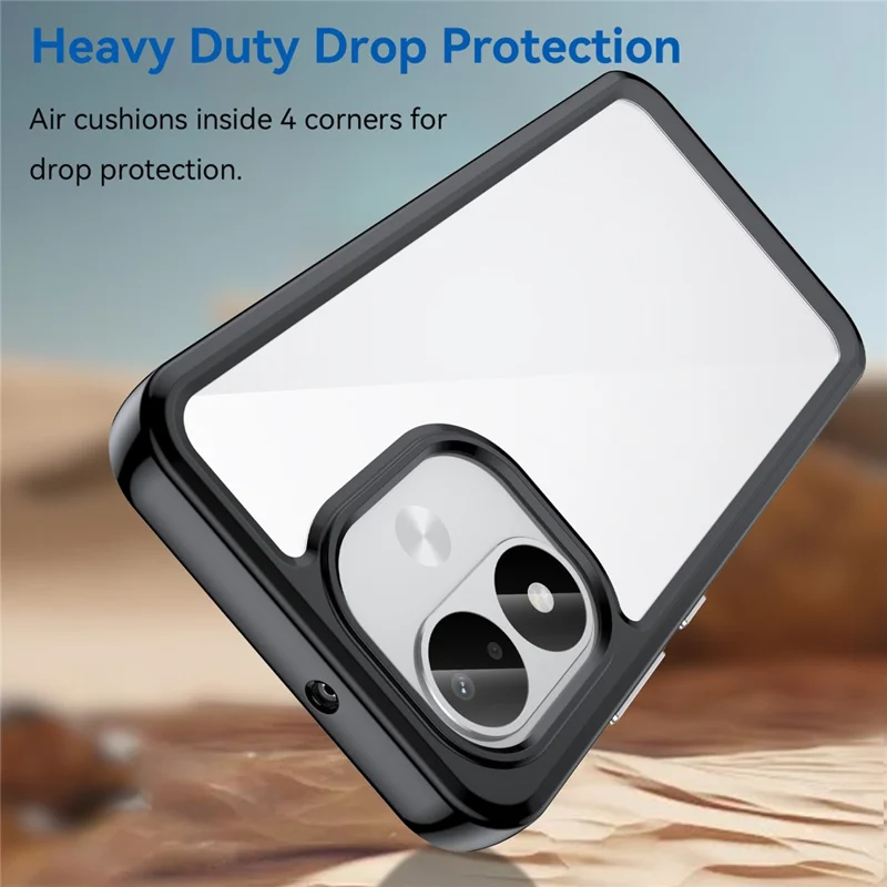 For Xiaomi Redmi Note 17 4G Case TPU + Acrylic Protective Clear Phone Cover - Black