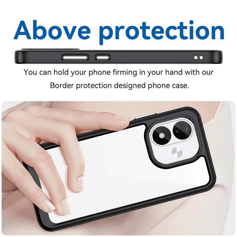 For Xiaomi Redmi Note 17 4G Case TPU + Acrylic Protective Clear Phone Cover - Black