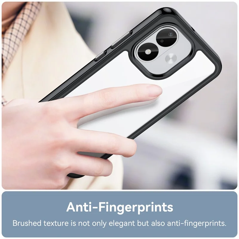 For Xiaomi Redmi Note 17 4G Case TPU + Acrylic Protective Clear Phone Cover - Black