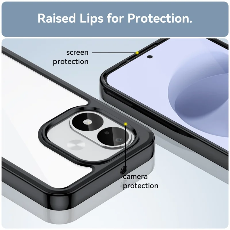 For Xiaomi Redmi Note 17 4G Case TPU + Acrylic Protective Clear Phone Cover - Black