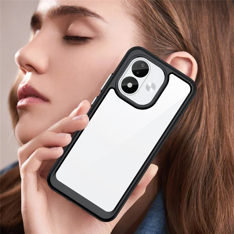 For Xiaomi Redmi Note 17 4G Case TPU + Acrylic Protective Clear Phone Cover - Black