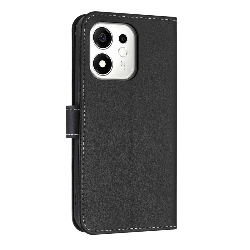For Honor 600 Smart 5G / X7e Plus 5G Case Bowknot Decor Wallet Leather Phone Cover with Wrist Strap - Black