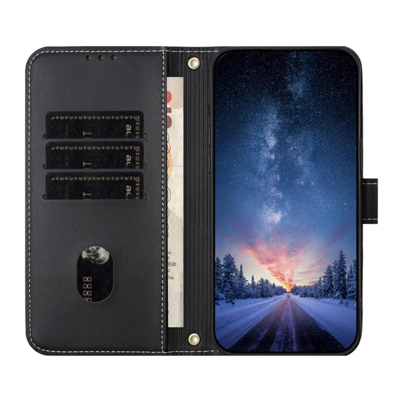For Honor 600 Smart 5G / X7e Plus 5G Case Bowknot Decor Wallet Leather Phone Cover with Wrist Strap - Black