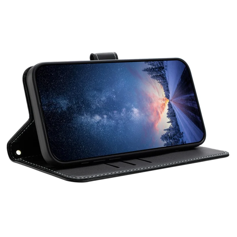 For Honor 600 Smart 5G / X7e Plus 5G Case Bowknot Decor Wallet Leather Phone Cover with Wrist Strap - Black