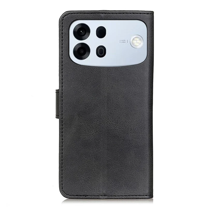 Für Oppo A7 Pro Max 5G Hülle Rindsleder-Optik Ledertasche mit Ständer Handyhülle - Schwarz