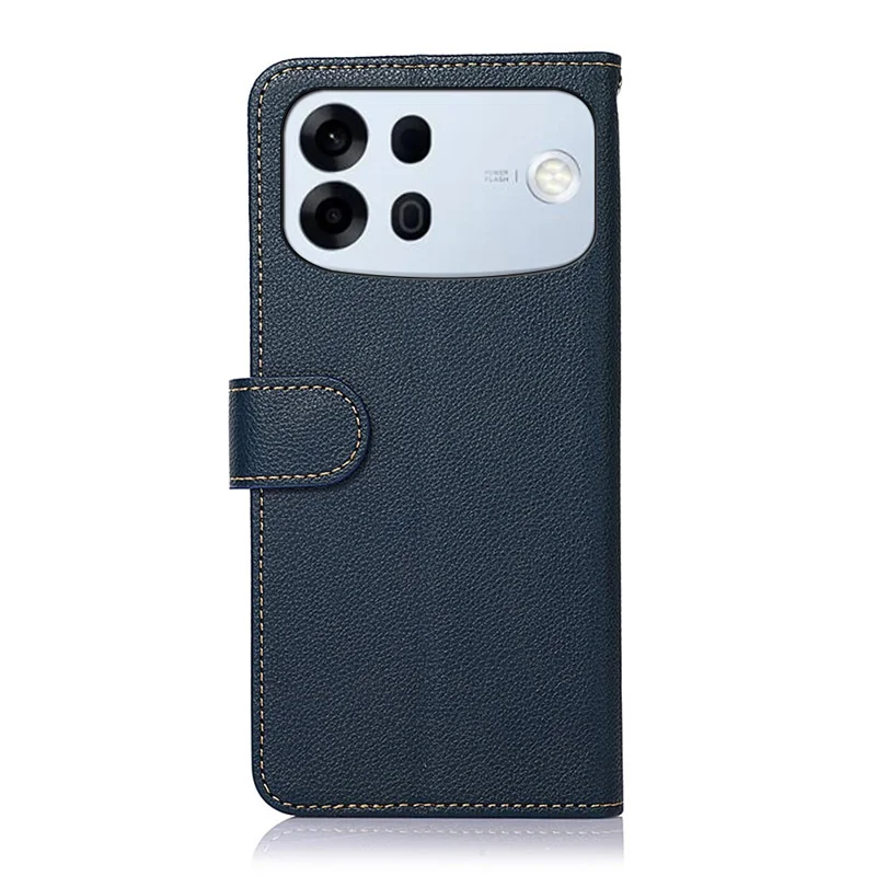 KHAZNEH For Oppo A7 Pro Max 5G Case RFID Blocking Wallet Litchi Texture PU Leather Phone Cover with Strap - Blue