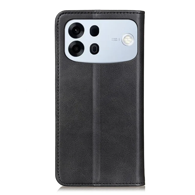 Funda tipo libro de cuero dividido con textura de cuero vacuno para Oppo A7 Pro Max 5G, negra
