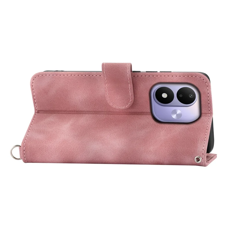 For Xiaomi Redmi Note 17 4G Wallet Case Flower Pattern PU Leather Phone Cover with Strap - Pink