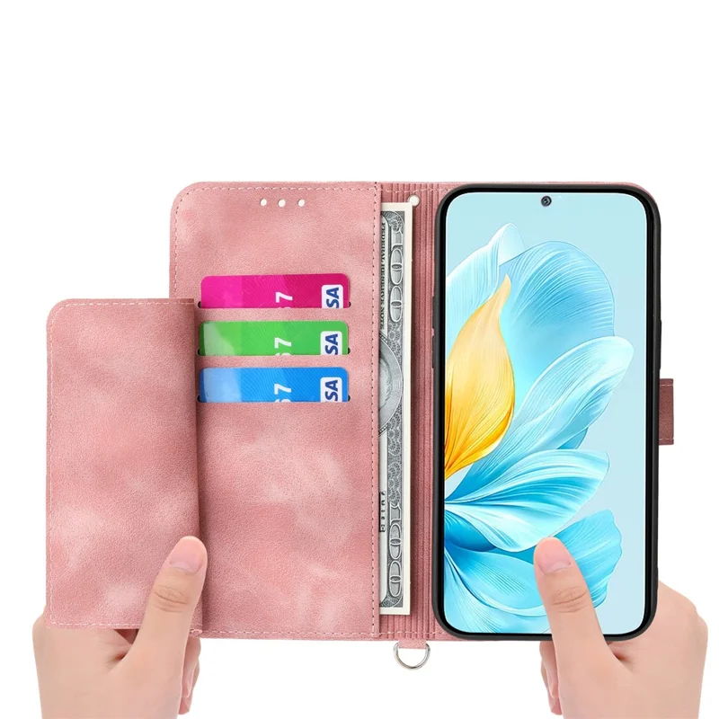 For Xiaomi Redmi Note 17 4G Wallet Case Flower Pattern PU Leather Phone Cover with Strap - Pink