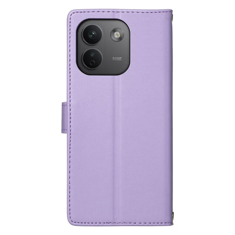 For Xiaomi Redmi Note 17 Pro Max 5G Case Adorable Cat Pattern PU Leather Wallet Phone Cover with Wrist Strap - Purple
