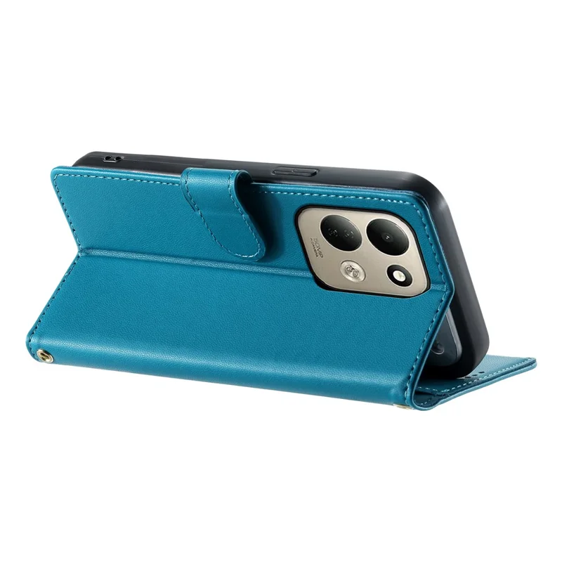 For Xiaomi Poco C95 Pro Case Adorable Cat Pattern PU Leather Wallet Phone Cover with Wrist Strap - Blue