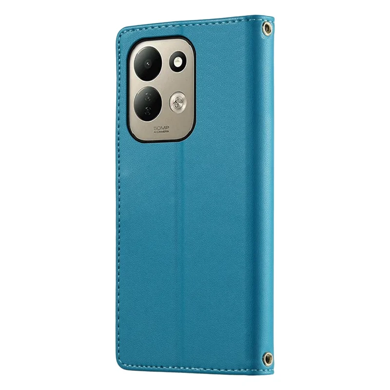 For Xiaomi Poco C95 Pro Case Adorable Cat Pattern PU Leather Wallet Phone Cover with Wrist Strap - Blue