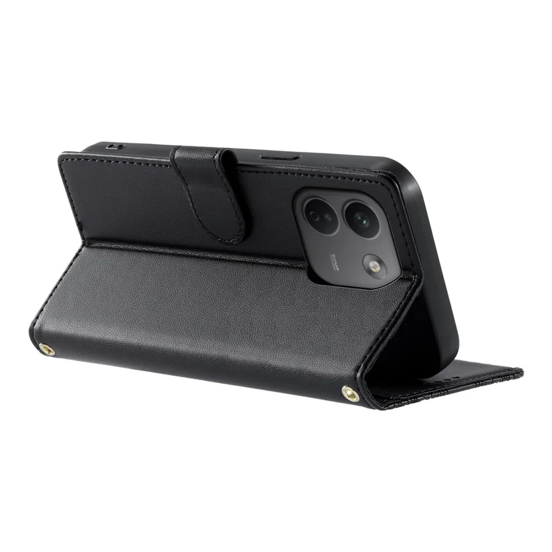 For Xiaomi Redmi Note 17 Pro Max 5G Case Embossed Totem Leather Flip Wallet Phone Cover with Wrist Strap - Black
