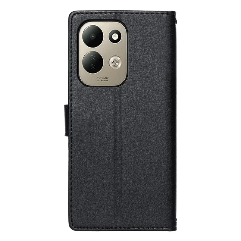 For Xiaomi Poco C95 Pro Case Embossed Totem Leather Flip Wallet Phone Cover with Wrist Strap - Black