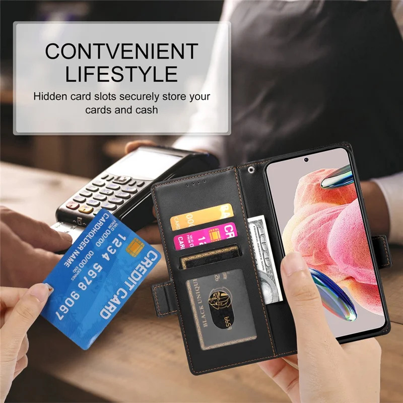 For Xiaomi Redmi Note 17 Pro Max 5G Stand Case PU Leather Wallet Phone Cover - Black