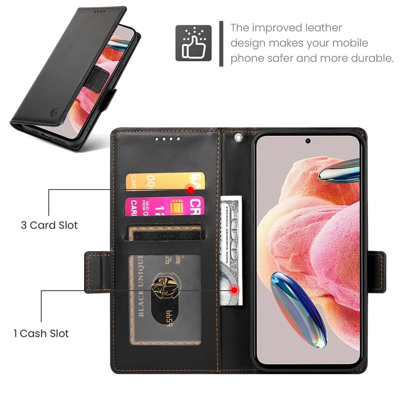 For Xiaomi Redmi Note 17 Pro Max 5G Stand Case PU Leather Wallet Phone Cover - Black