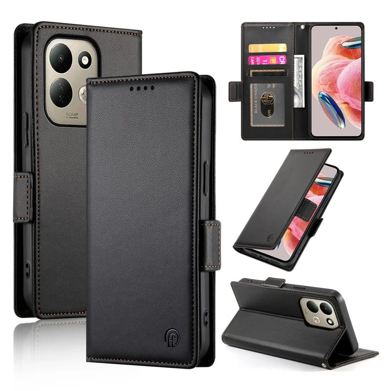 For Xiaomi Poco C95 Pro Stand Case PU Leather Wallet Phone Cover - Black