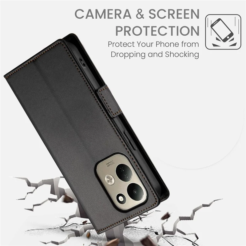 For Xiaomi Poco C95 Pro Stand Case PU Leather Wallet Phone Cover - Black