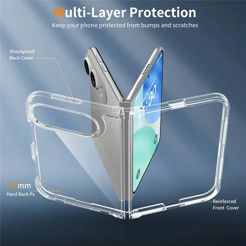 For iPhone Duo Clear Phone Case TPU+Acrylic Shockproof Phone Back Cover - Transparent