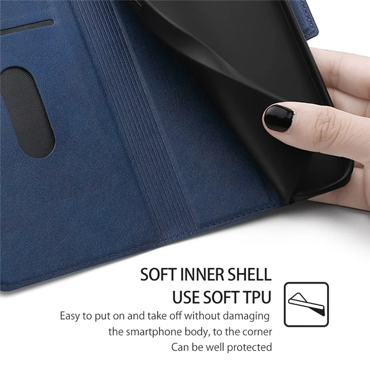 For Honor 80 5G PU Leather Foldable Stand Card Holder Phone Case TPU Interior Shell Dual Magnetic Clasp Protective Cover - Blue