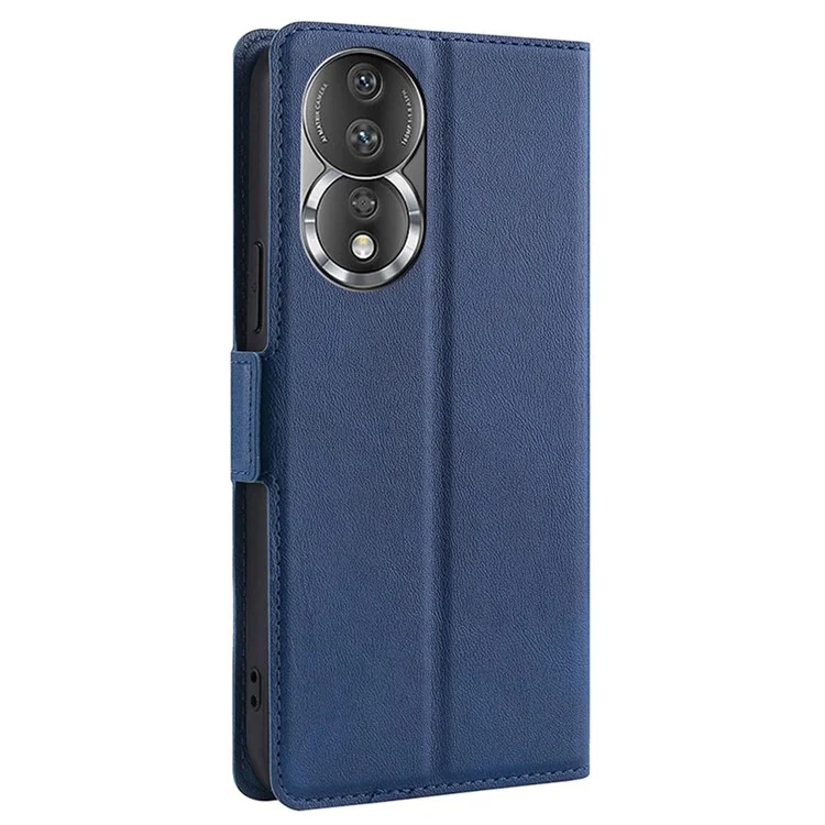 For Honor 80 5G PU Leather Foldable Stand Card Holder Phone Case TPU Interior Shell Dual Magnetic Clasp Protective Cover - Blue