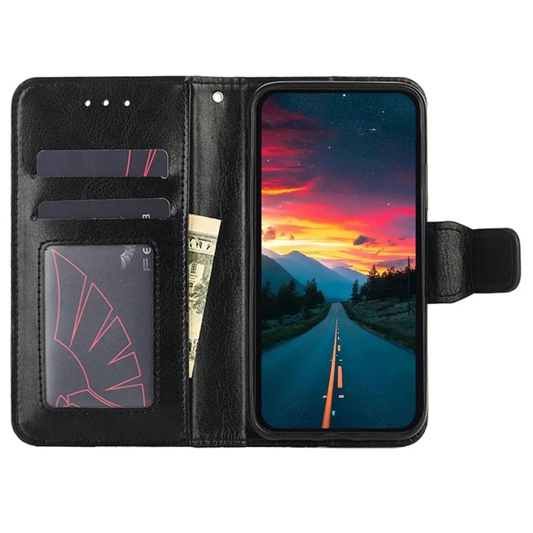 For Honor 80 Pro 5G PU Leather Wallet Protective Phone Case Stand Magnetic Closure Shockproof Flip Cover - Black
