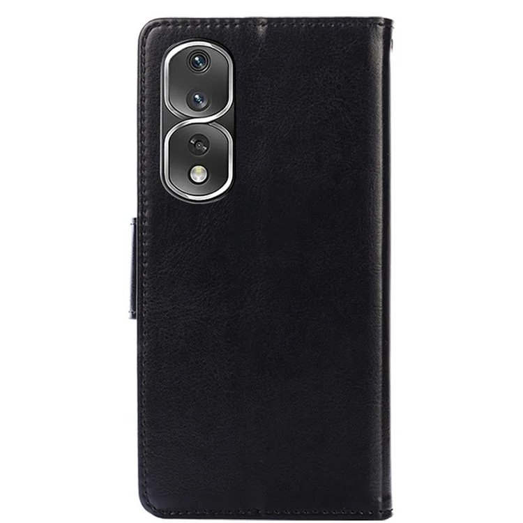 For Honor 80 Pro 5G PU Leather Wallet Protective Phone Case Stand Magnetic Closure Shockproof Flip Cover - Black