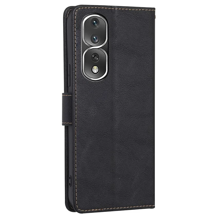 Per Onore 80 Pro 5G RFID Blocking Stand Copertina Flip Texture Cowhide Texture PU Wallet Magnetic Protection Telefono - Nero