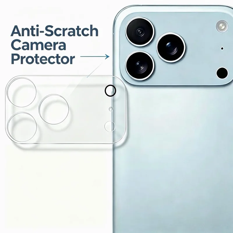 For iPhone 18 Pro Max Case Clear TPU Phone Cover with Tempered Glass Screen Protector + Camera Lens Protector Set - Transparent