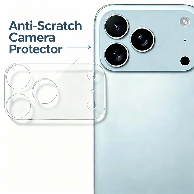 For iPhone 18 Pro Case Reinforced Corner Clear TPU Phone Cover with Tempered Glass Screen Protector + Camera Lens Protector - Transparent
